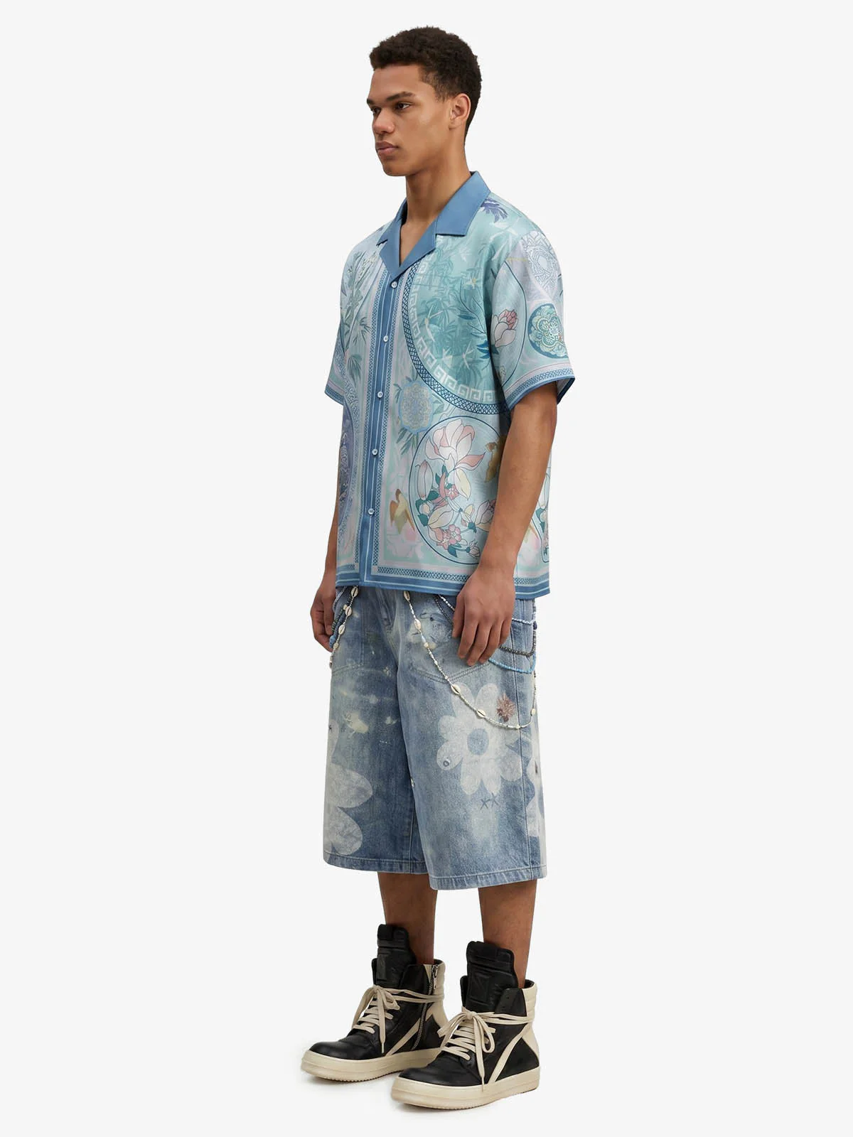 Porcelain Floral Cuban Collar Shirt - Image 3