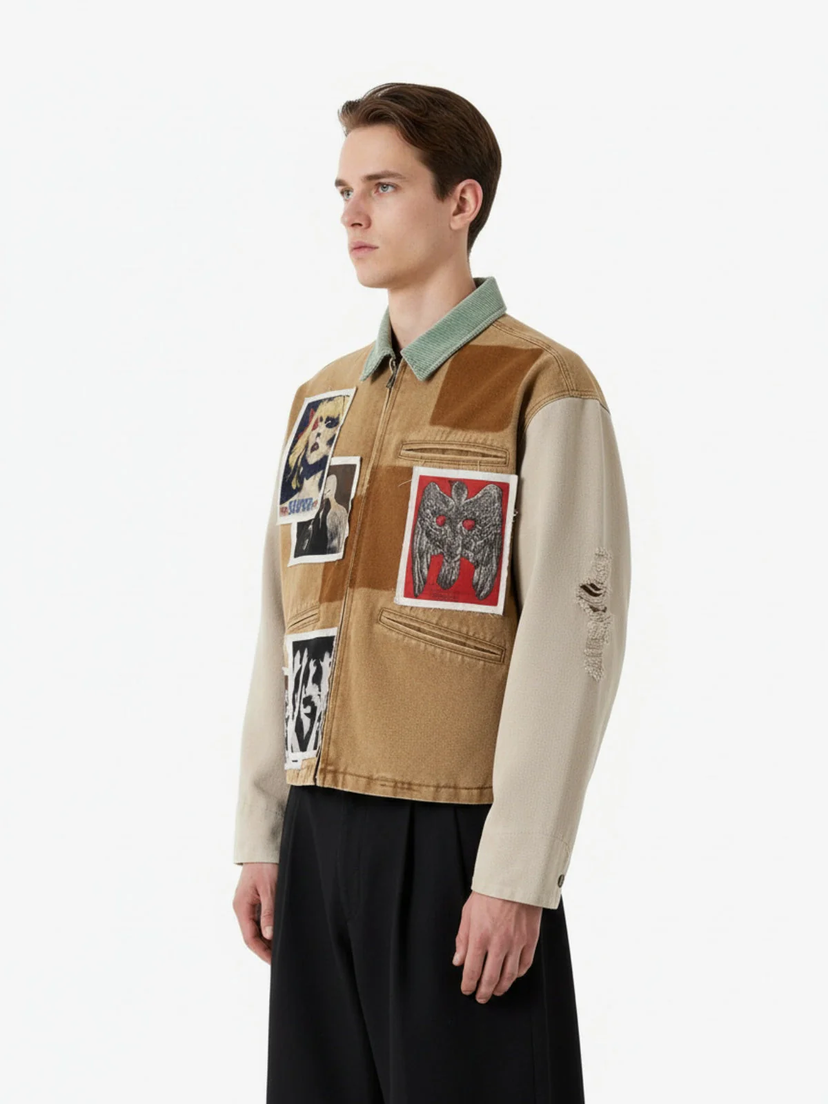 Punk Retro Collage Print Distressed Heavy Jacket - 2539 - Image 2
