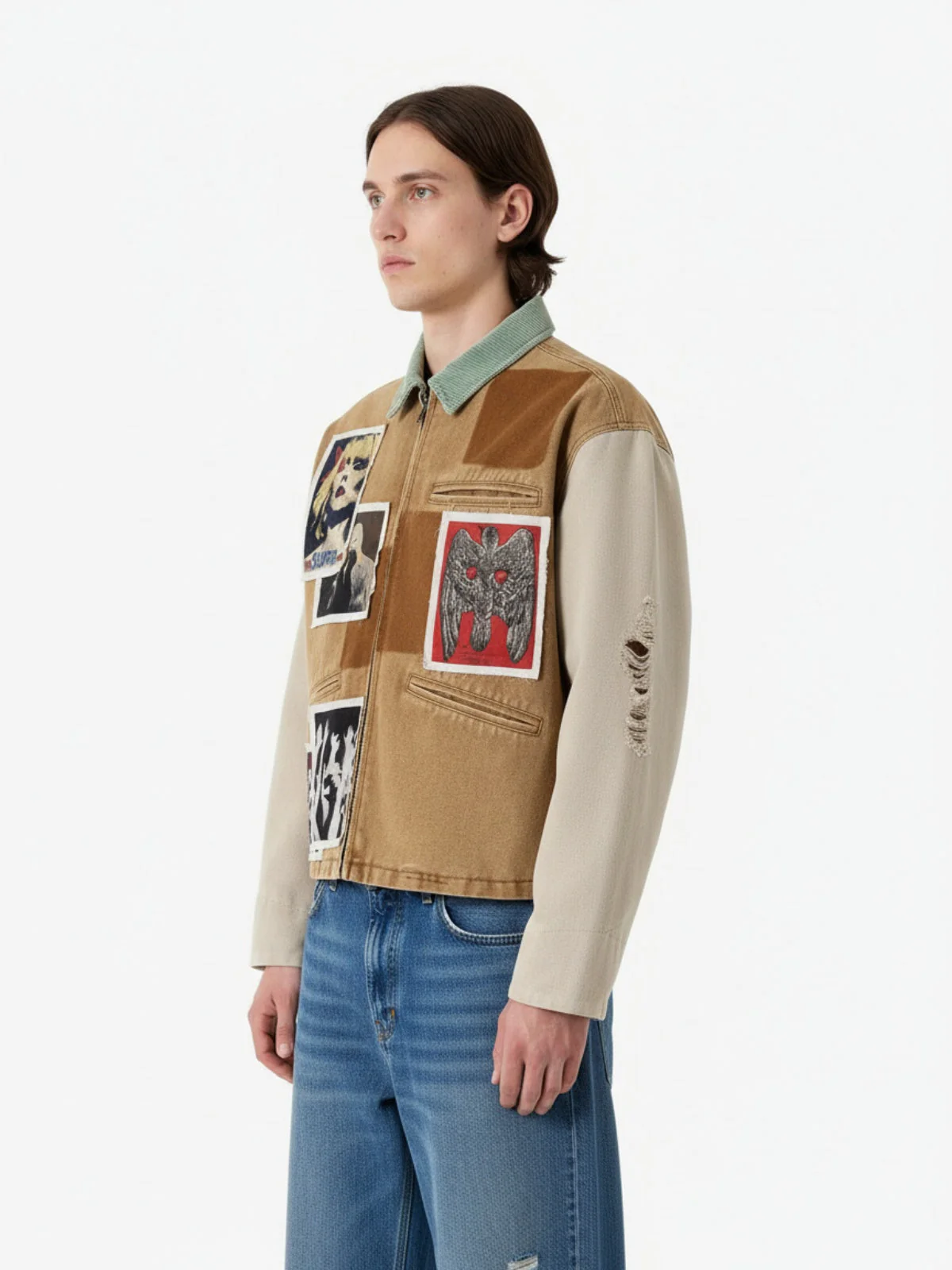 Punk Retro Collage Print Distressed Heavy Jacket - 2539 - Image 3