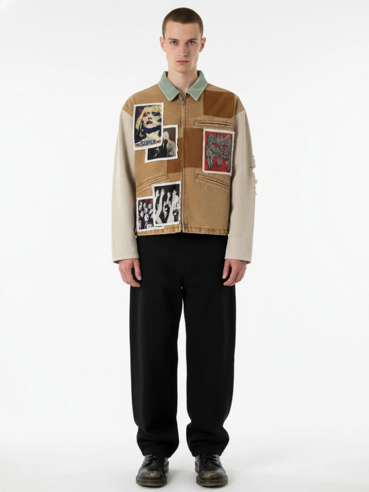 Punk Retro Collage Print Distressed Heavy Jacket - 2539 - Image 5
