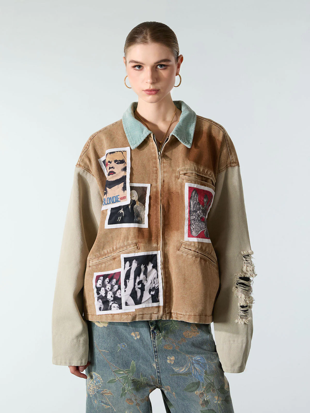 Punk Retro Collage Print Distressed Heavy Jacket - 2539 - Image 6