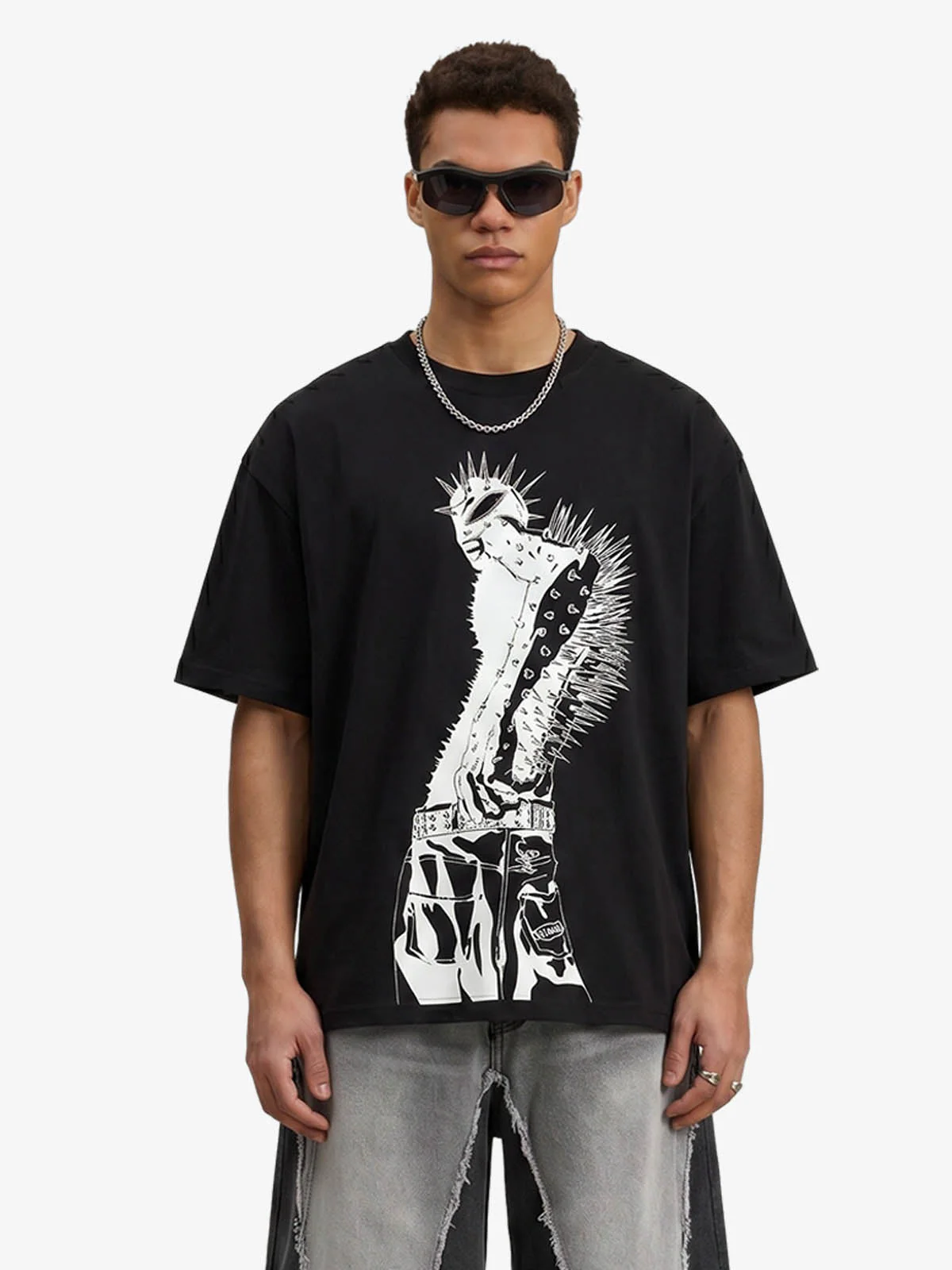 Punk Spiked Graphic T-Shirt