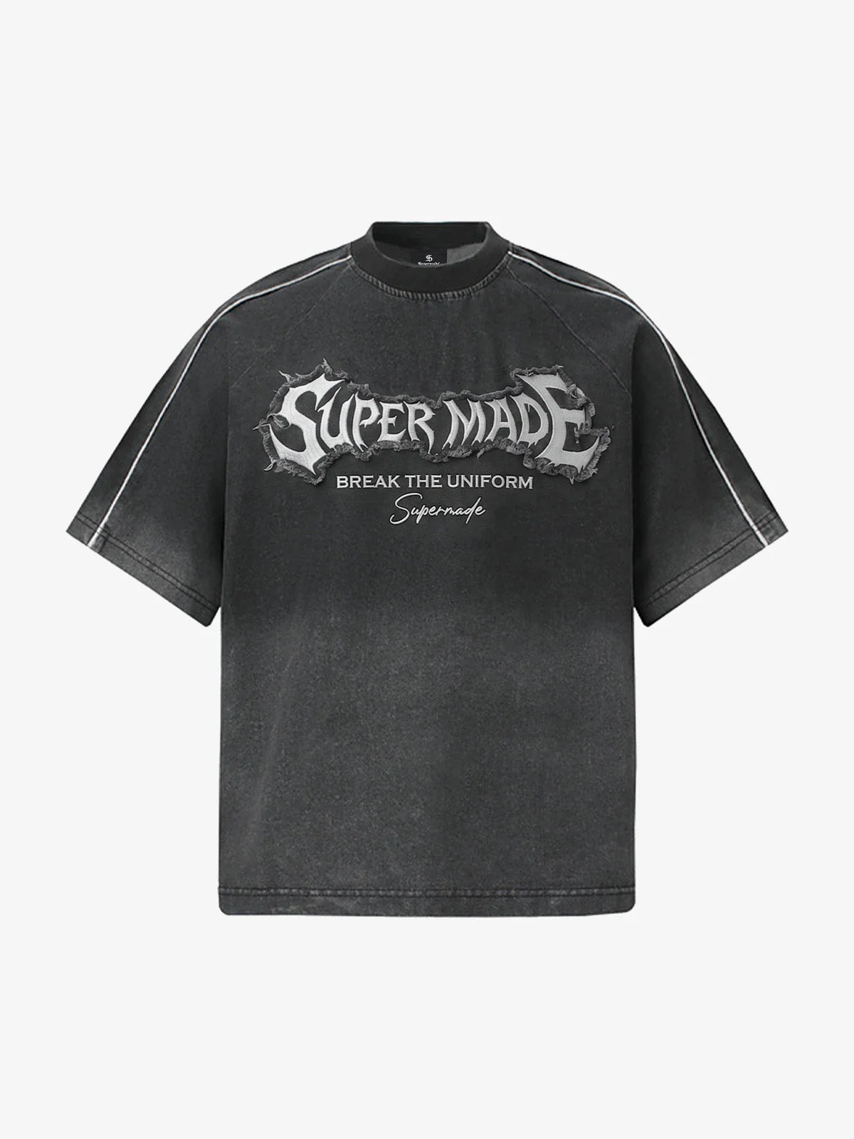 Raw-Edge Appliqué Acid-Wash T-Shirt - Image 7