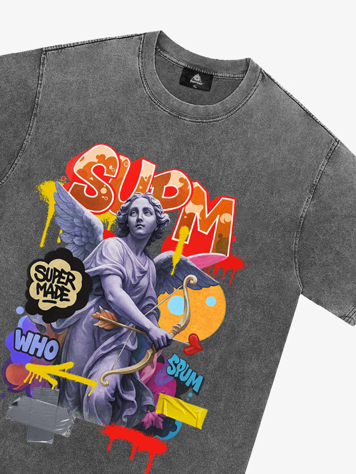 Retro Angel Statue Graffiti T-Shirt - Image 15