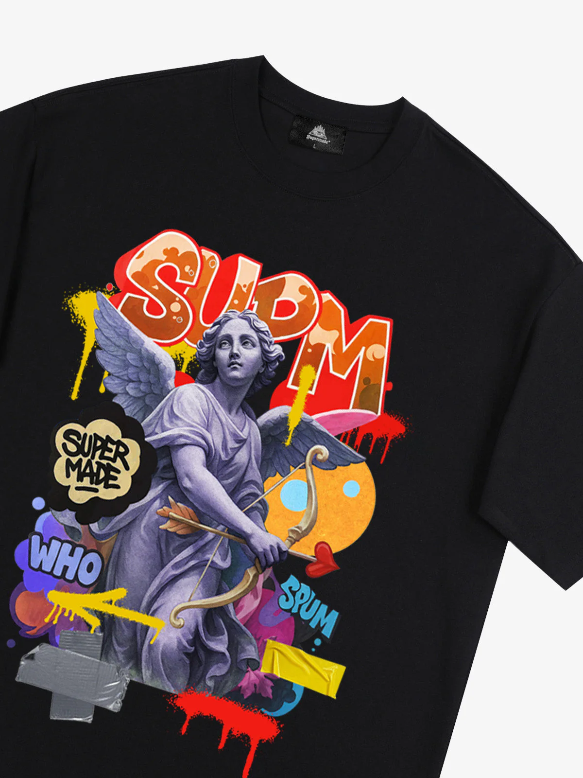 Retro Angel Statue Graffiti T-Shirt - Image 16