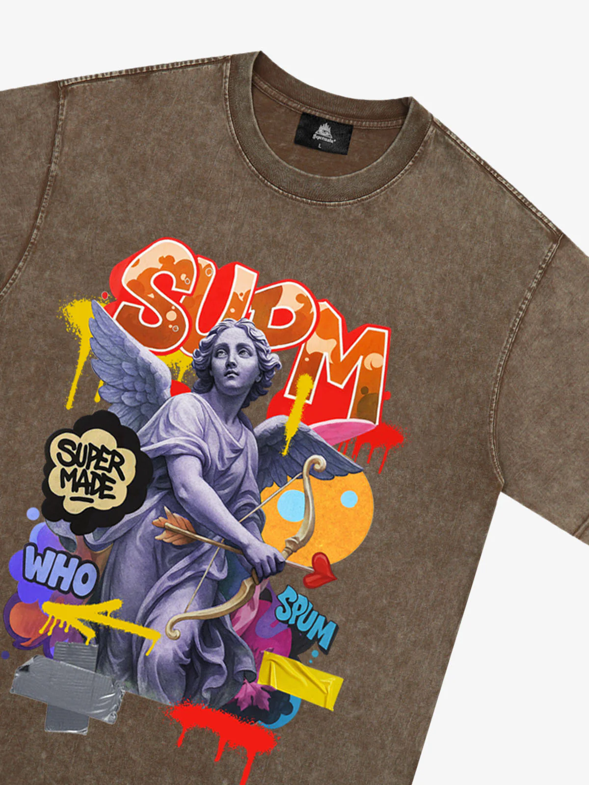 Retro Angel Statue Graffiti T-Shirt - Image 18