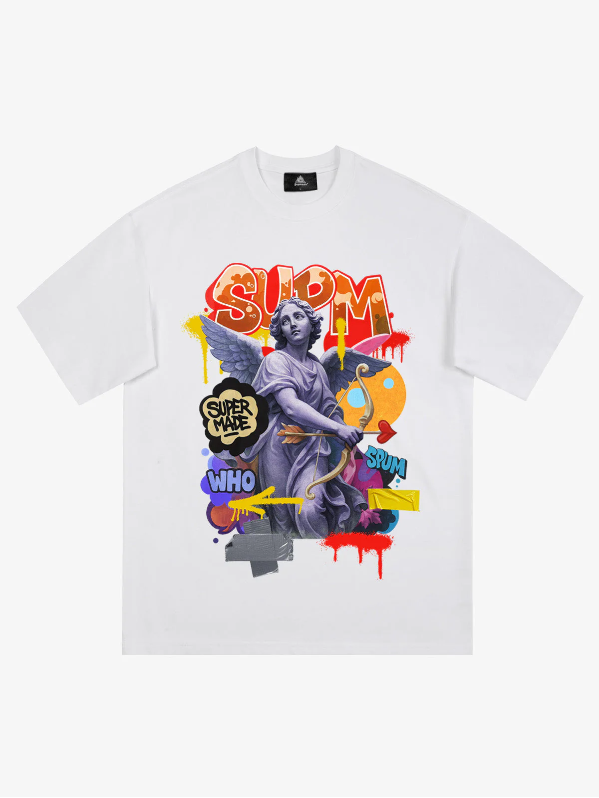 Retro Angel Statue Graffiti T-Shirt - Image 2