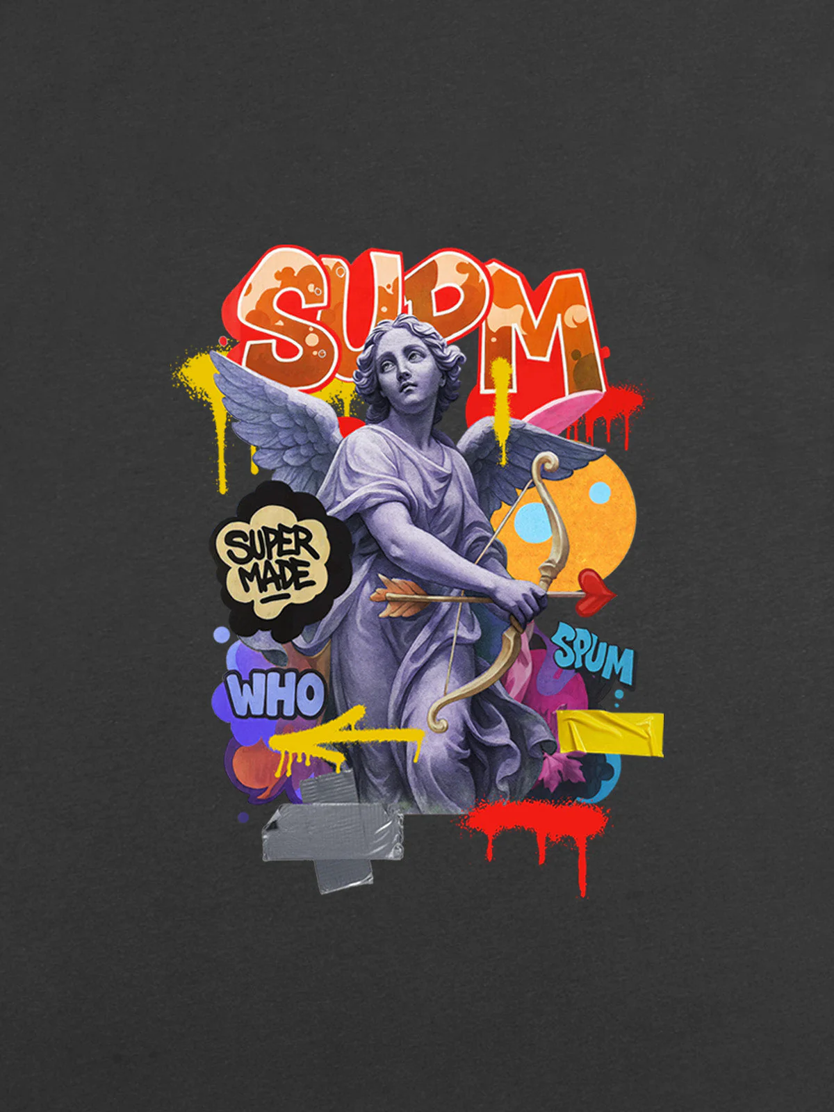Retro Angel Statue Graffiti T-Shirt - Image 22