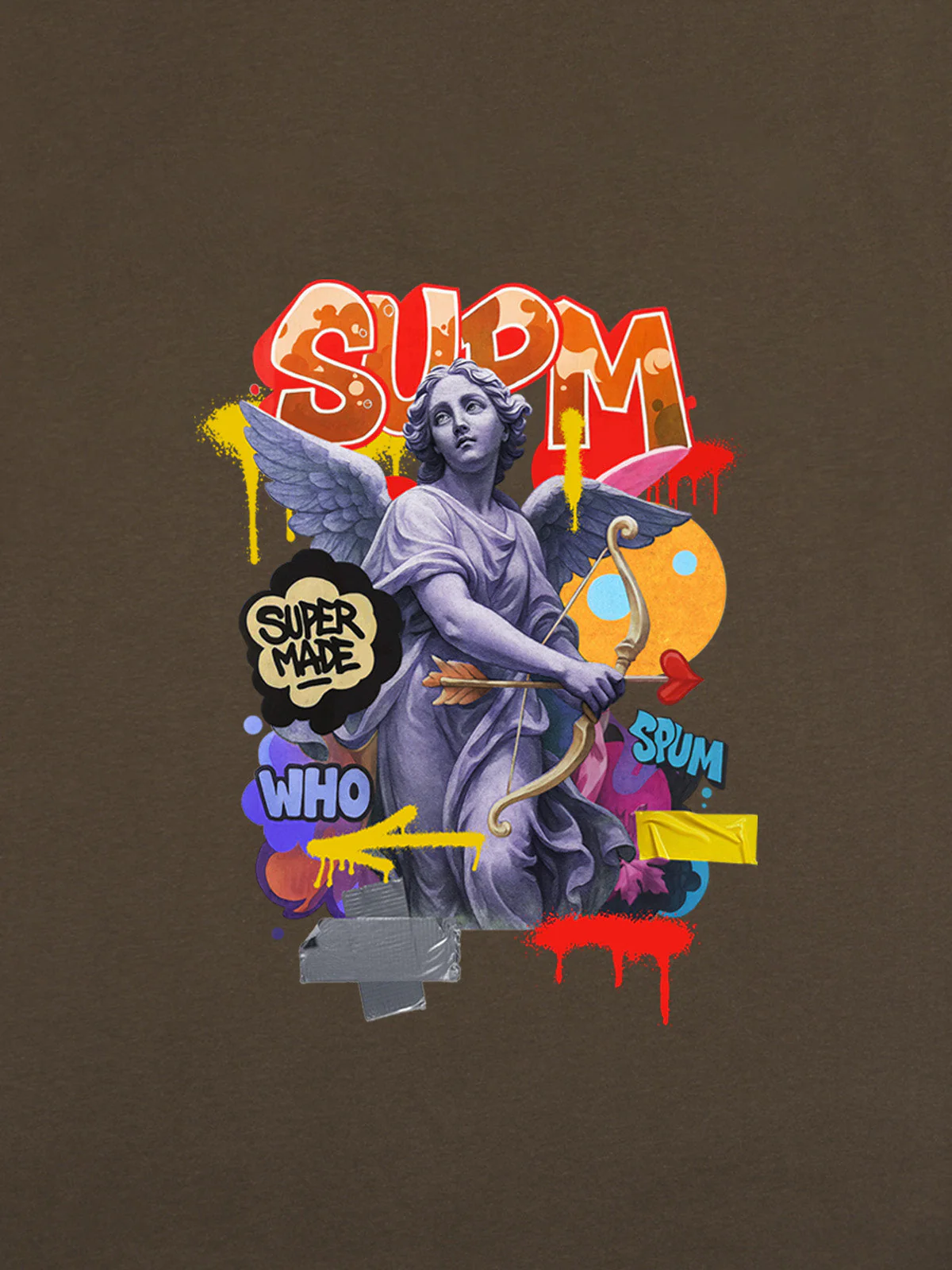 Retro Angel Statue Graffiti T-Shirt - Image 24