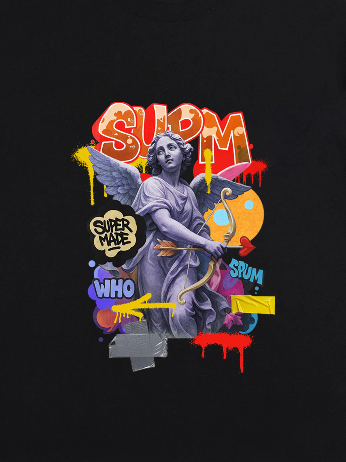 Retro Angel Statue Graffiti T-Shirt - Image 27
