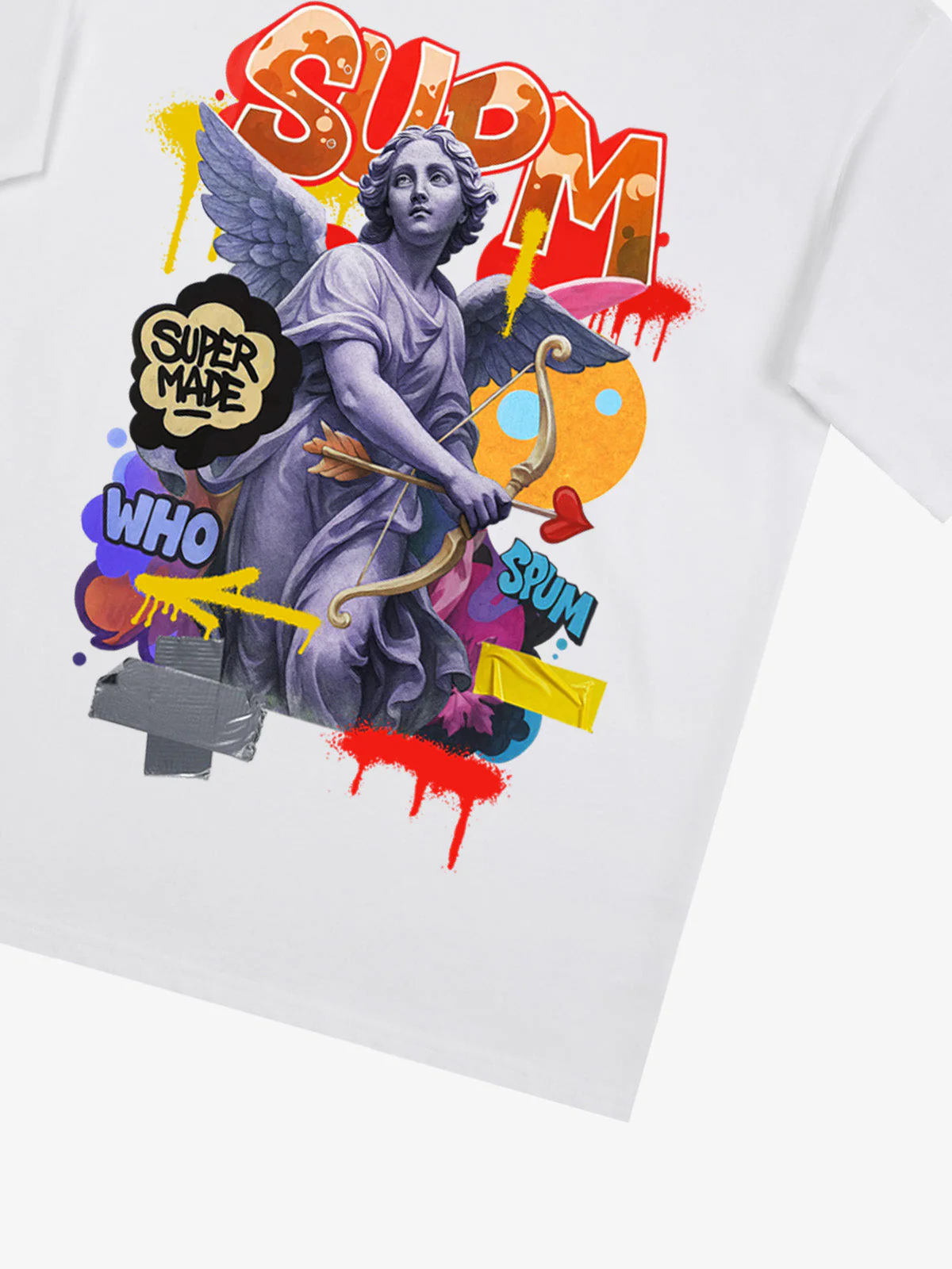 Retro Angel Statue Graffiti T-Shirt - Image 29