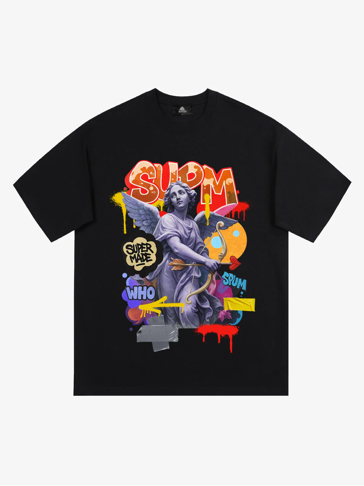 Retro Angel Statue Graffiti T-Shirt - Image 3