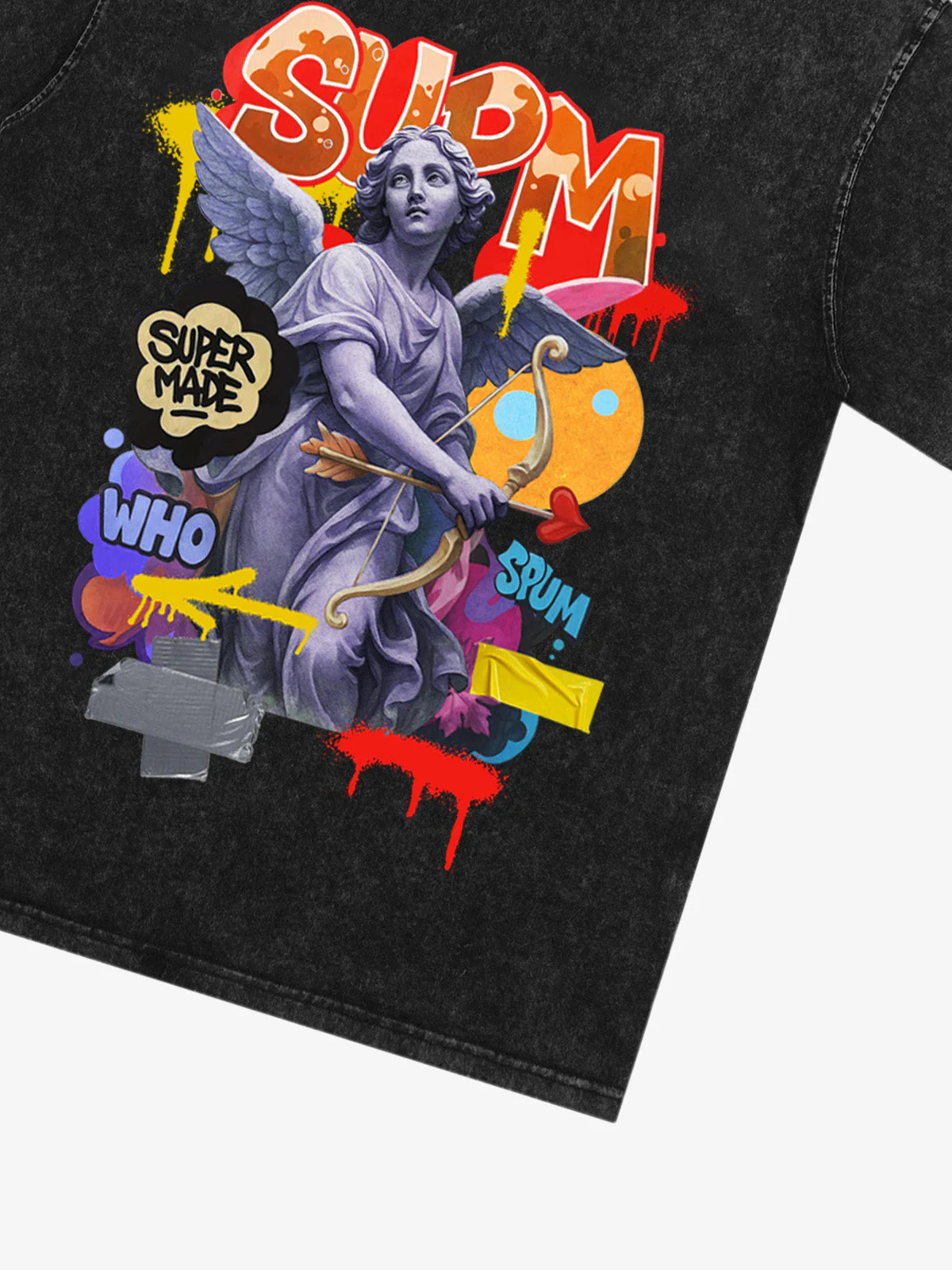 Retro Angel Statue Graffiti T-Shirt - Image 32