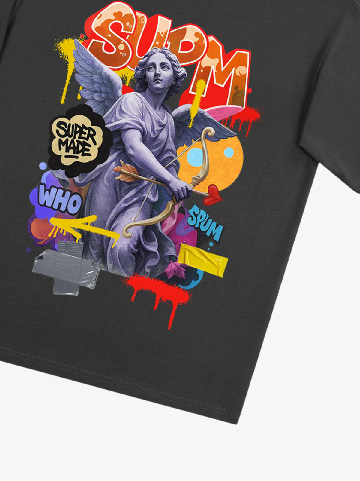 Retro Angel Statue Graffiti T-Shirt - Image 33