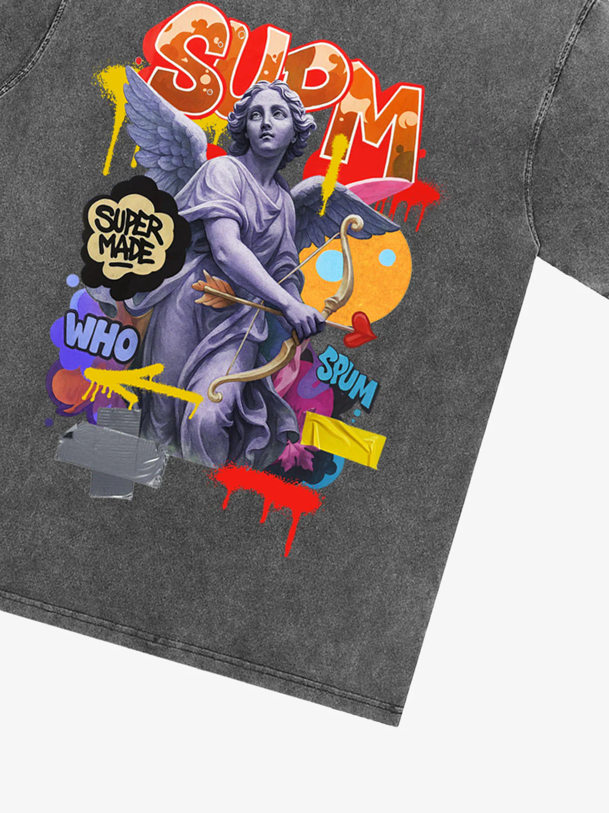 Retro Angel Statue Graffiti T-Shirt - Image 34