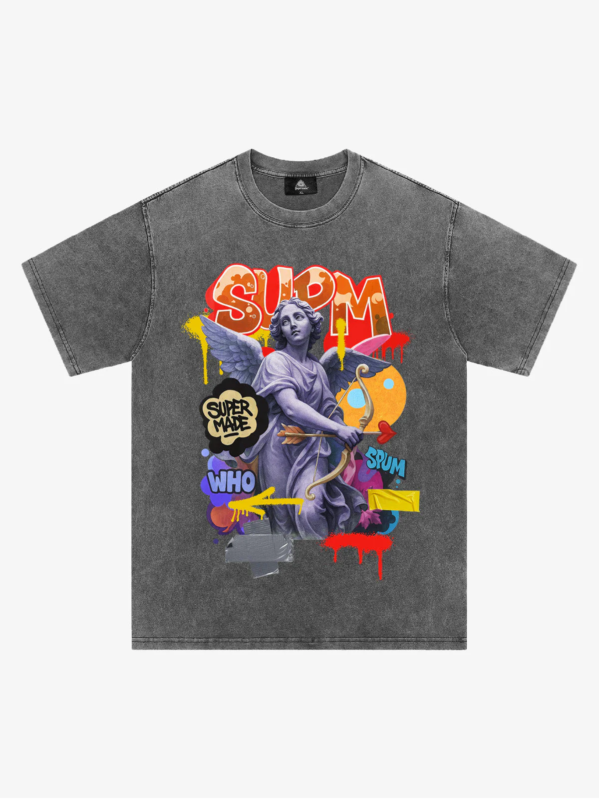 Retro Angel Statue Graffiti T-Shirt - Image 4