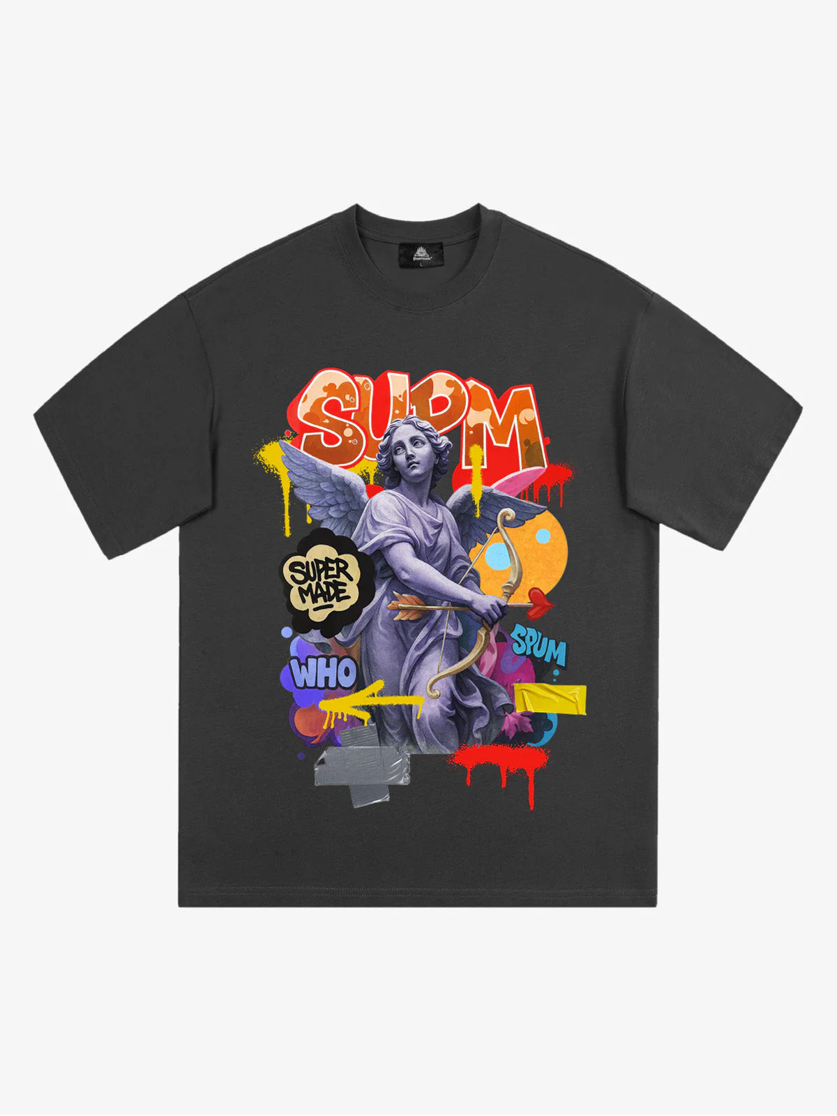 Retro Angel Statue Graffiti T-Shirt - Image 6