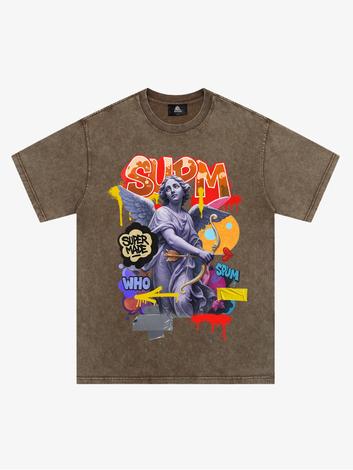 Retro Angel Statue Graffiti T-Shirt - Image 7