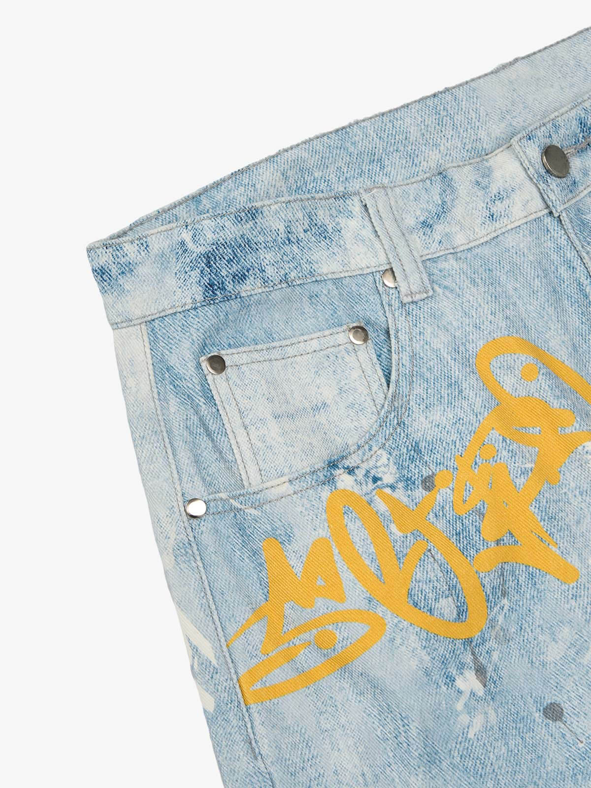 Retro Artistic Graffiti Angelic Prints Baggy Jeans - 2574 - Image 10