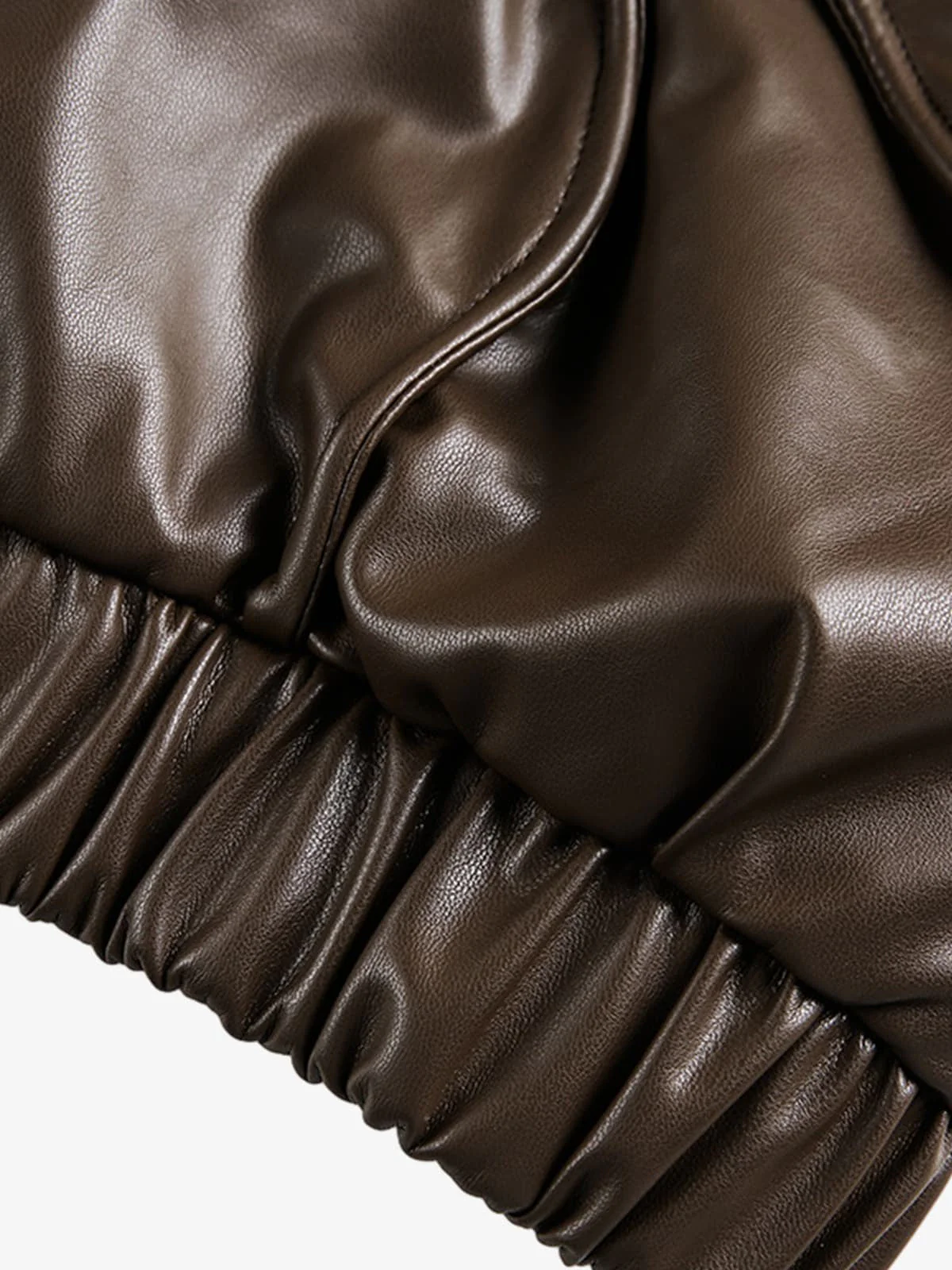 Retro Brown Faux Leather Zip-Up Bomber Jacket - Image 12