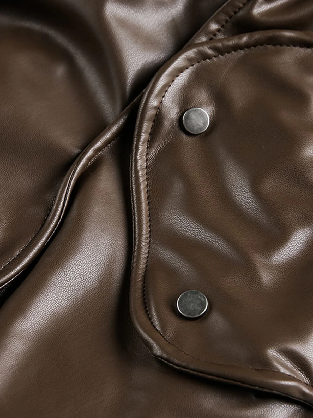 Retro Brown Faux Leather Zip-Up Bomber Jacket - Image 7