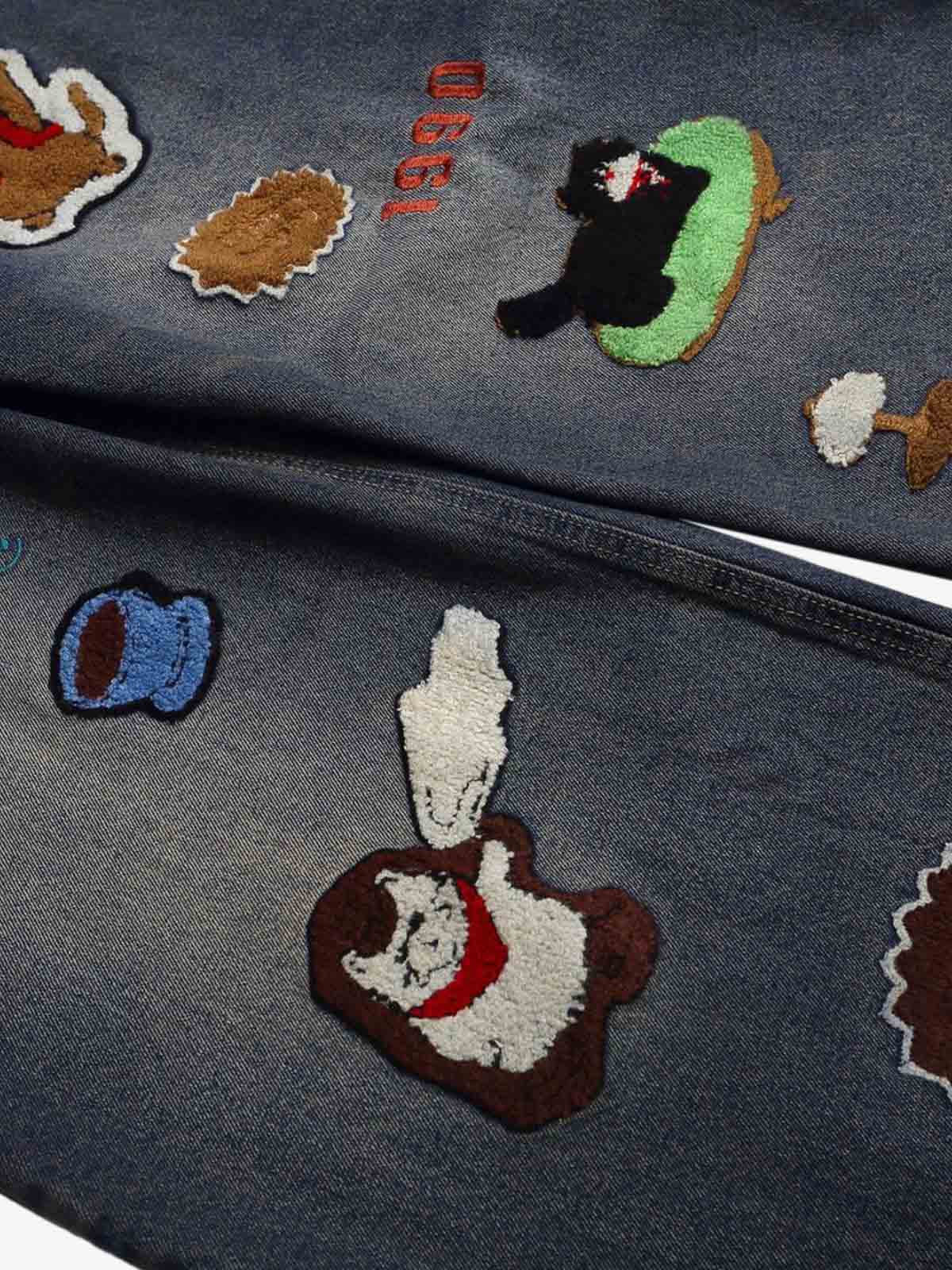 Retro Cartoon Graphic Heavy Embroidery Barrel Jeans - 2562 - Image 7