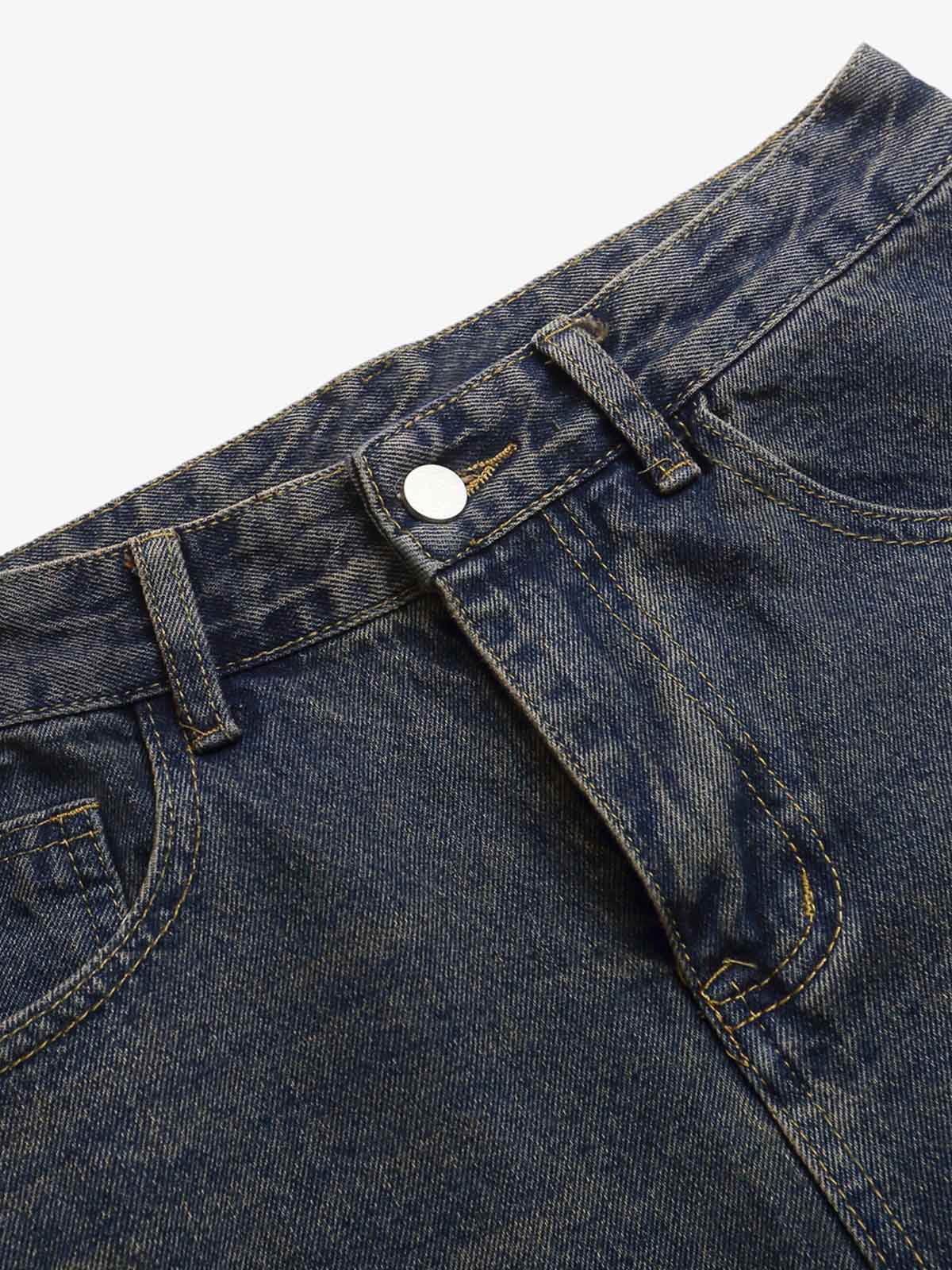 Retro Cartoon Graphic Heavy Embroidery Barrel Jeans - 2562 - Image 8