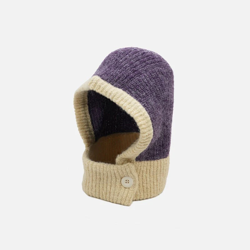 Retro Color-Block Chunky Knit Balaclava Hats - Image 11