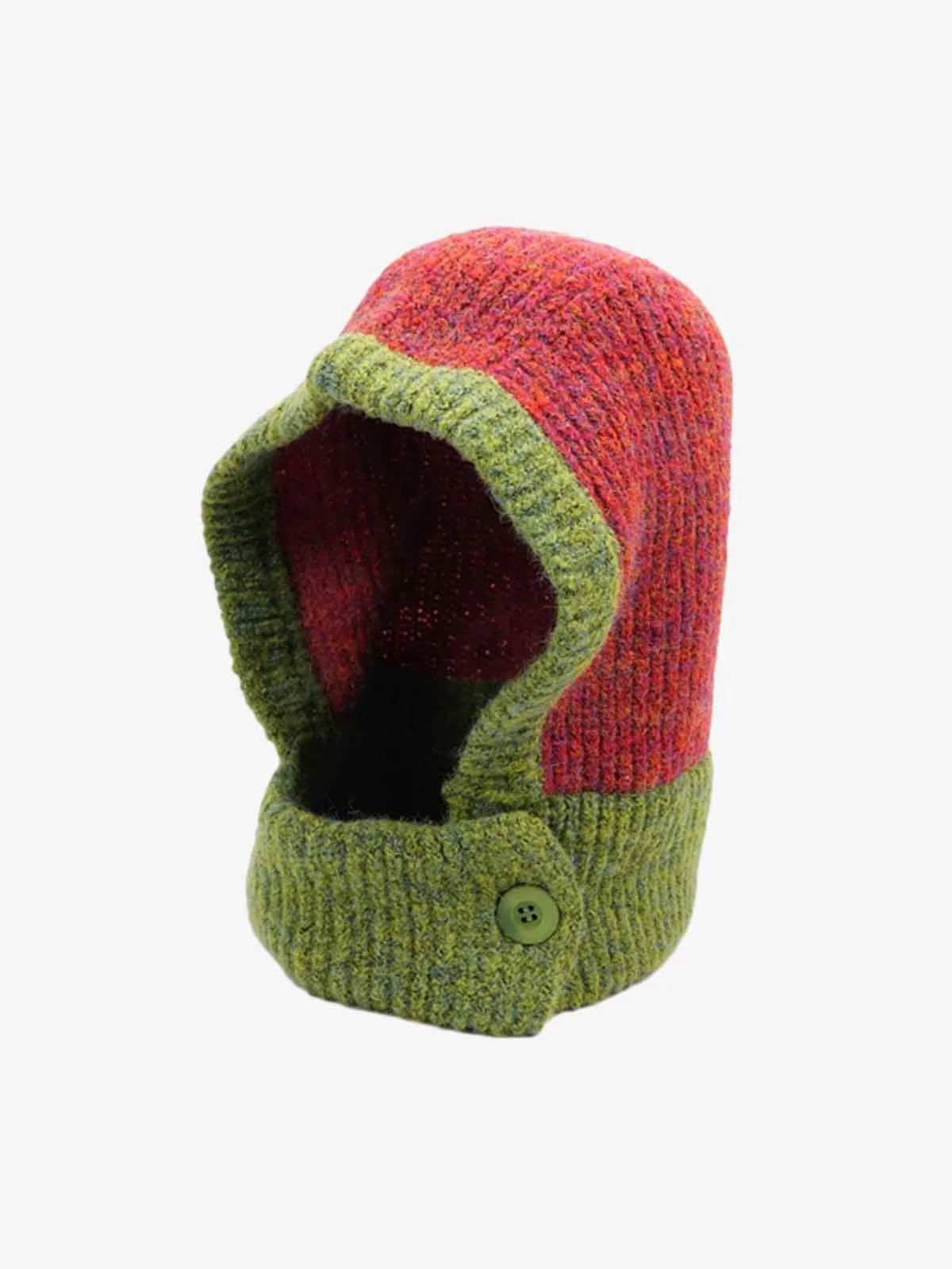 Retro Color-Block Chunky Knit Balaclava Hats - Image 2