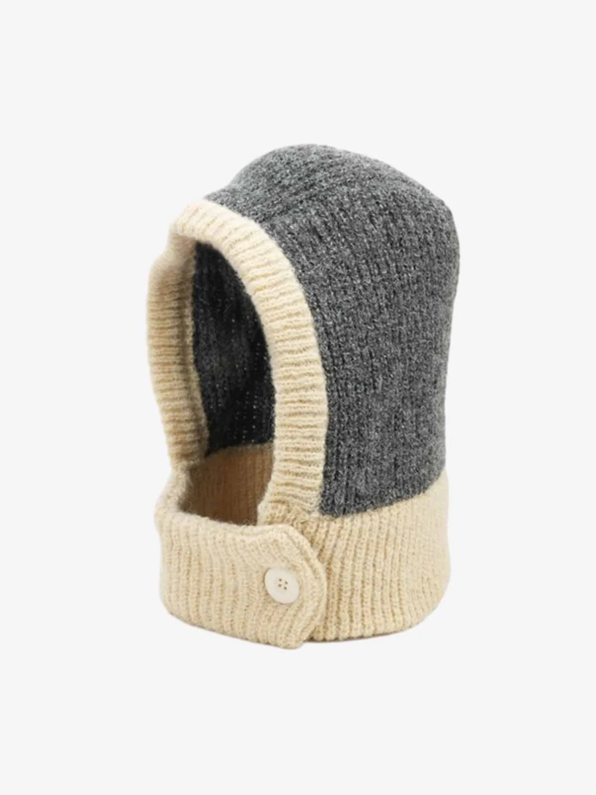 Retro Color-Block Chunky Knit Balaclava Hats - Image 4