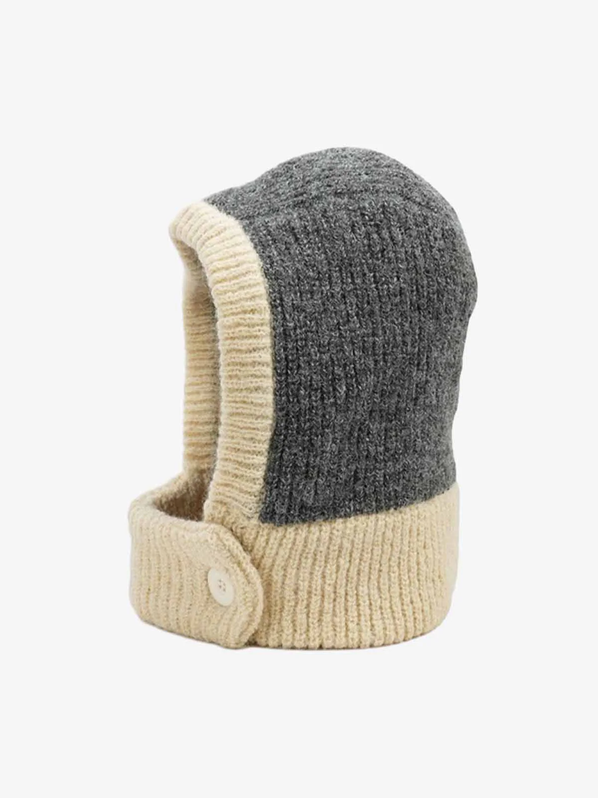Retro Color-Block Chunky Knit Balaclava Hats - Image 6