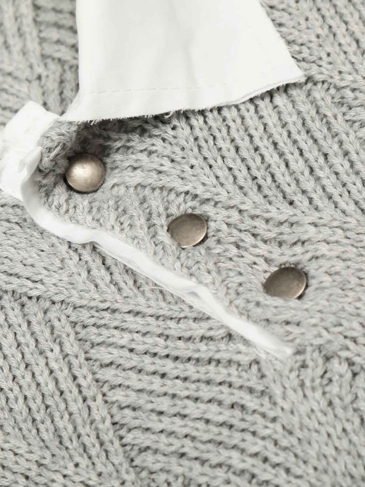 Retro Contrast Collar Embroidery Knit Sweater - Image 7