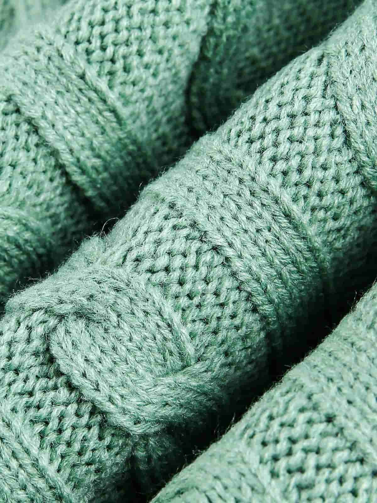 Retro Contrast Color High Neck Knitted Cardigan Sweater - Image 4