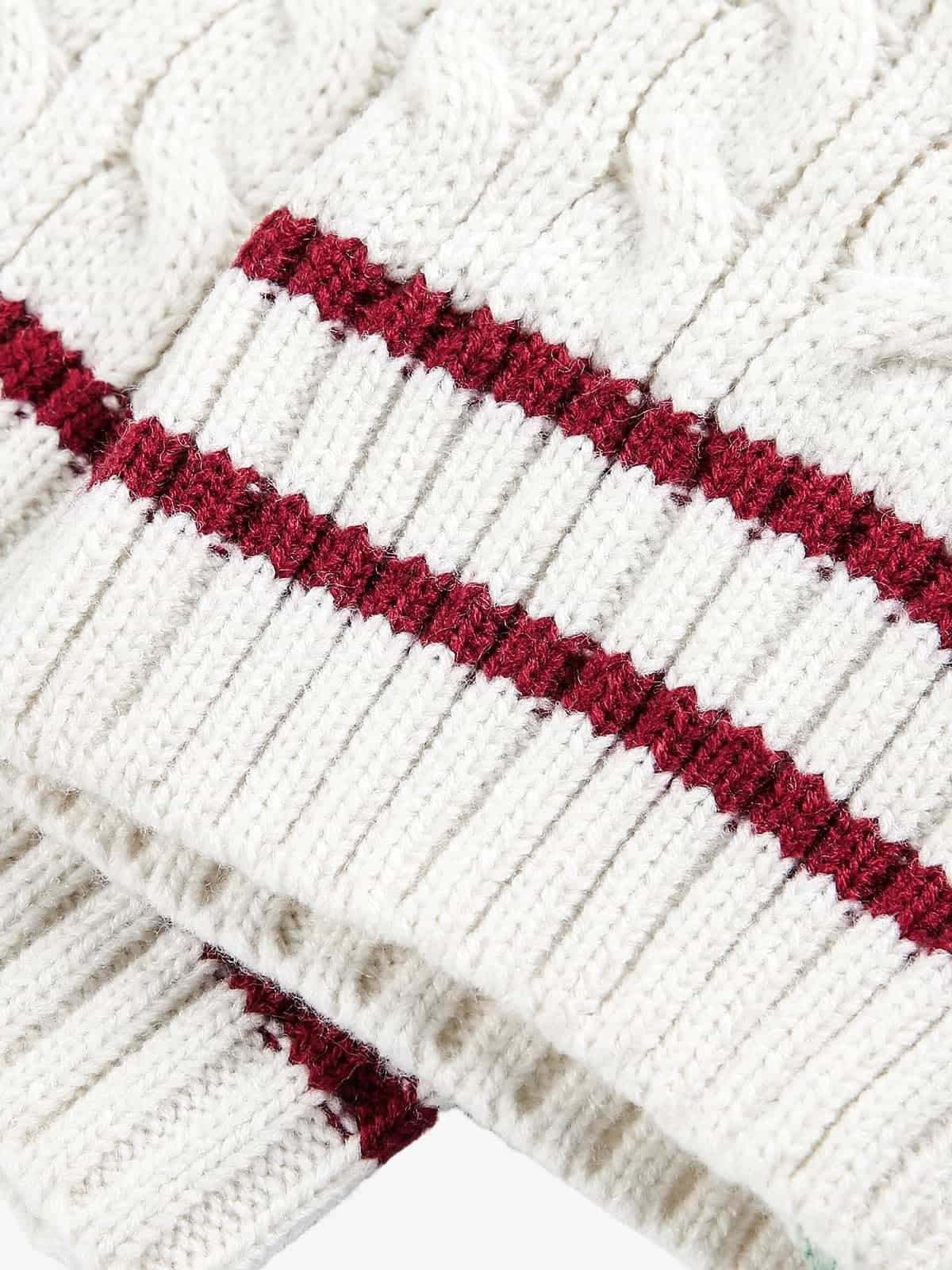 Retro Contrast Color High Neck Knitted Cardigan Sweater - Image 6