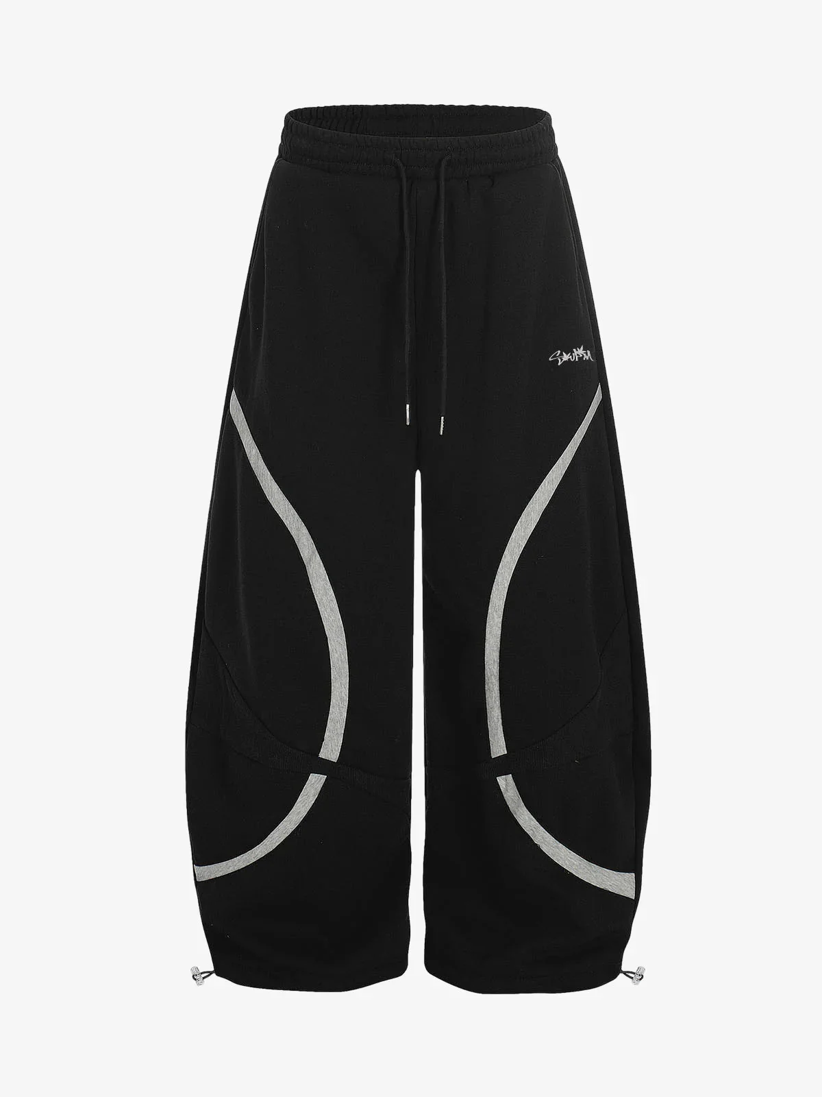 Retro Contrast Panel Drawstring Sweatpants - Image 2
