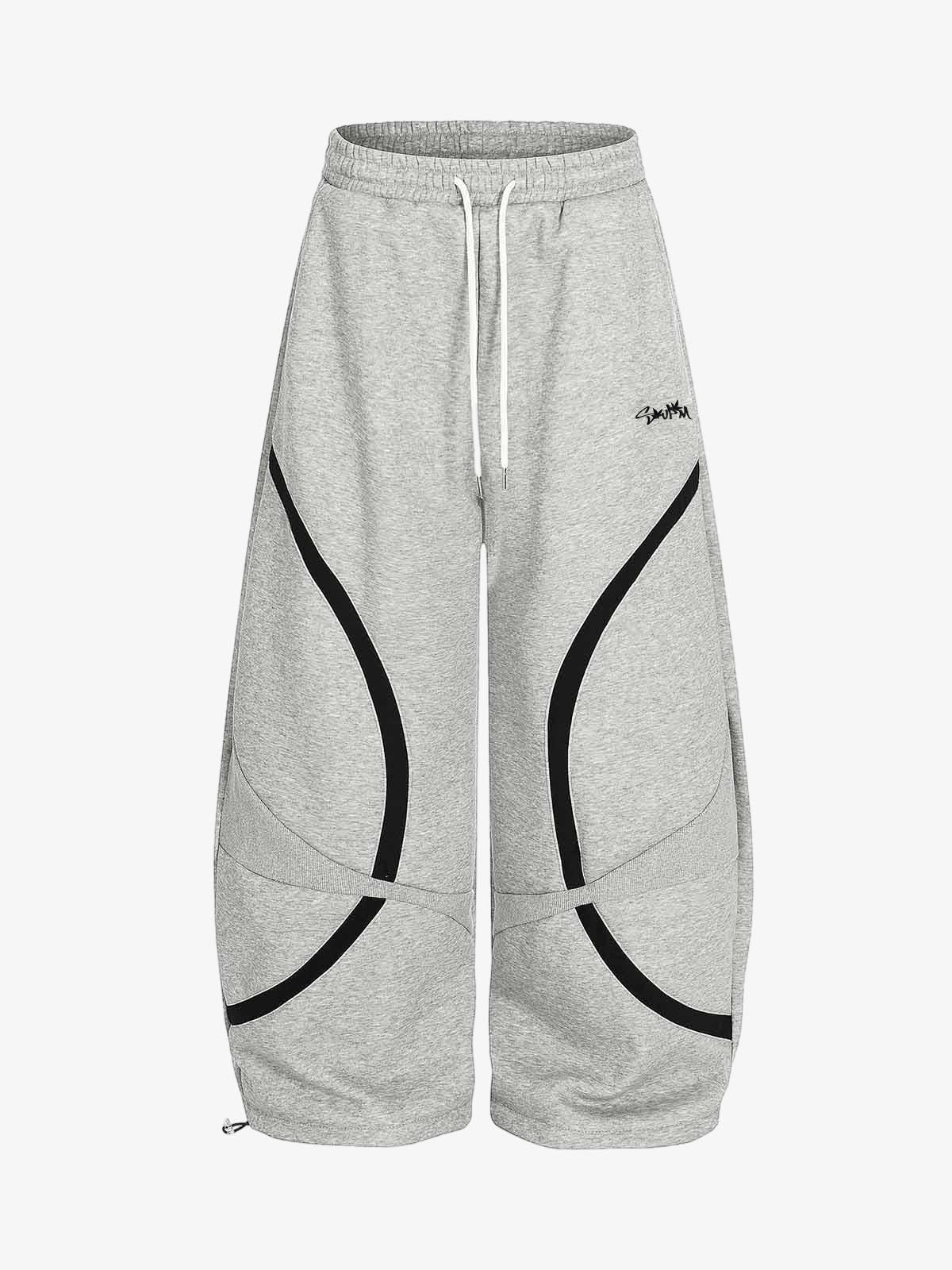 Retro Contrast Panel Drawstring Sweatpants - Image 6