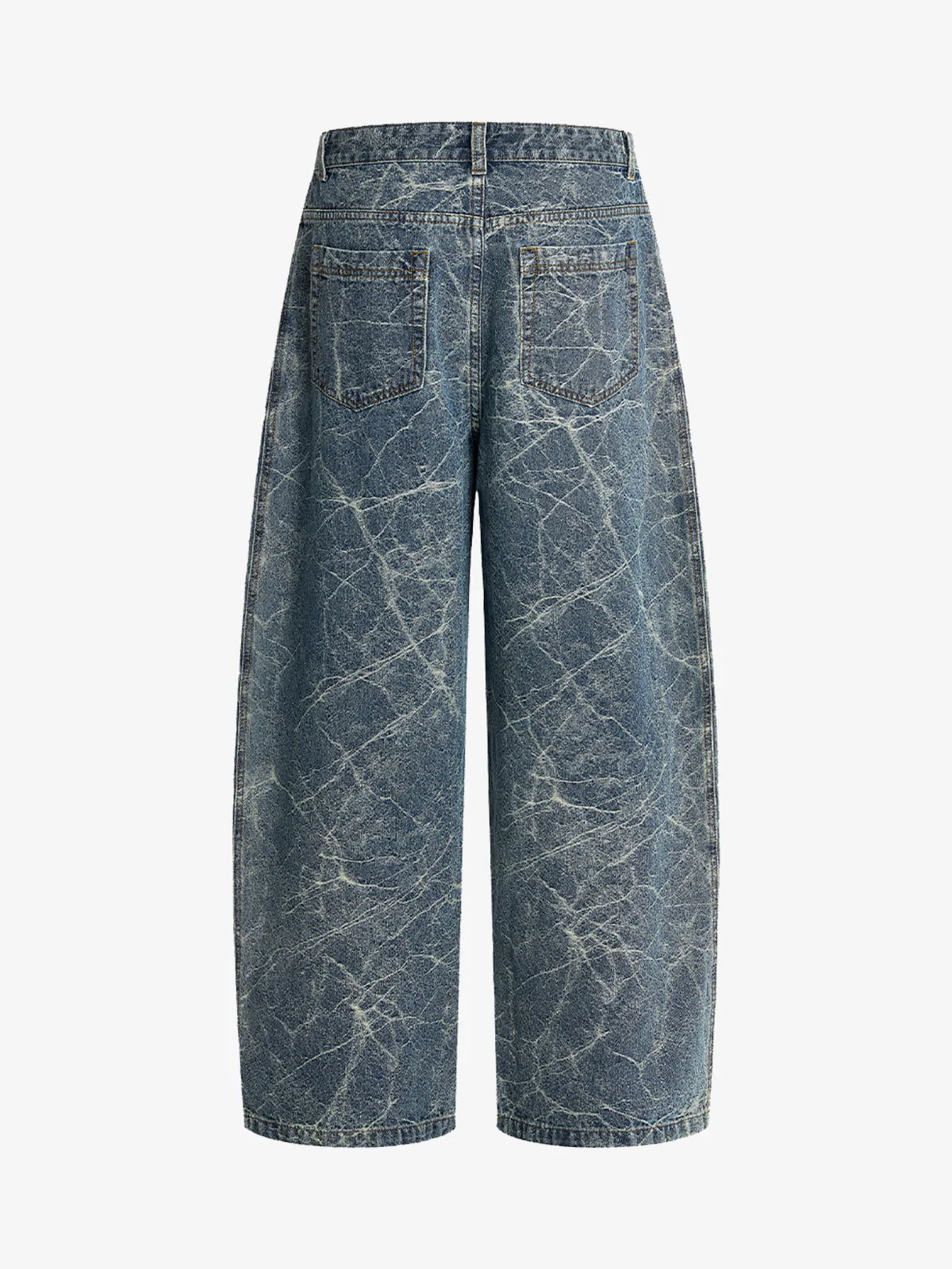 Retro Crackle-Washed Barrel Jeans - Image 2