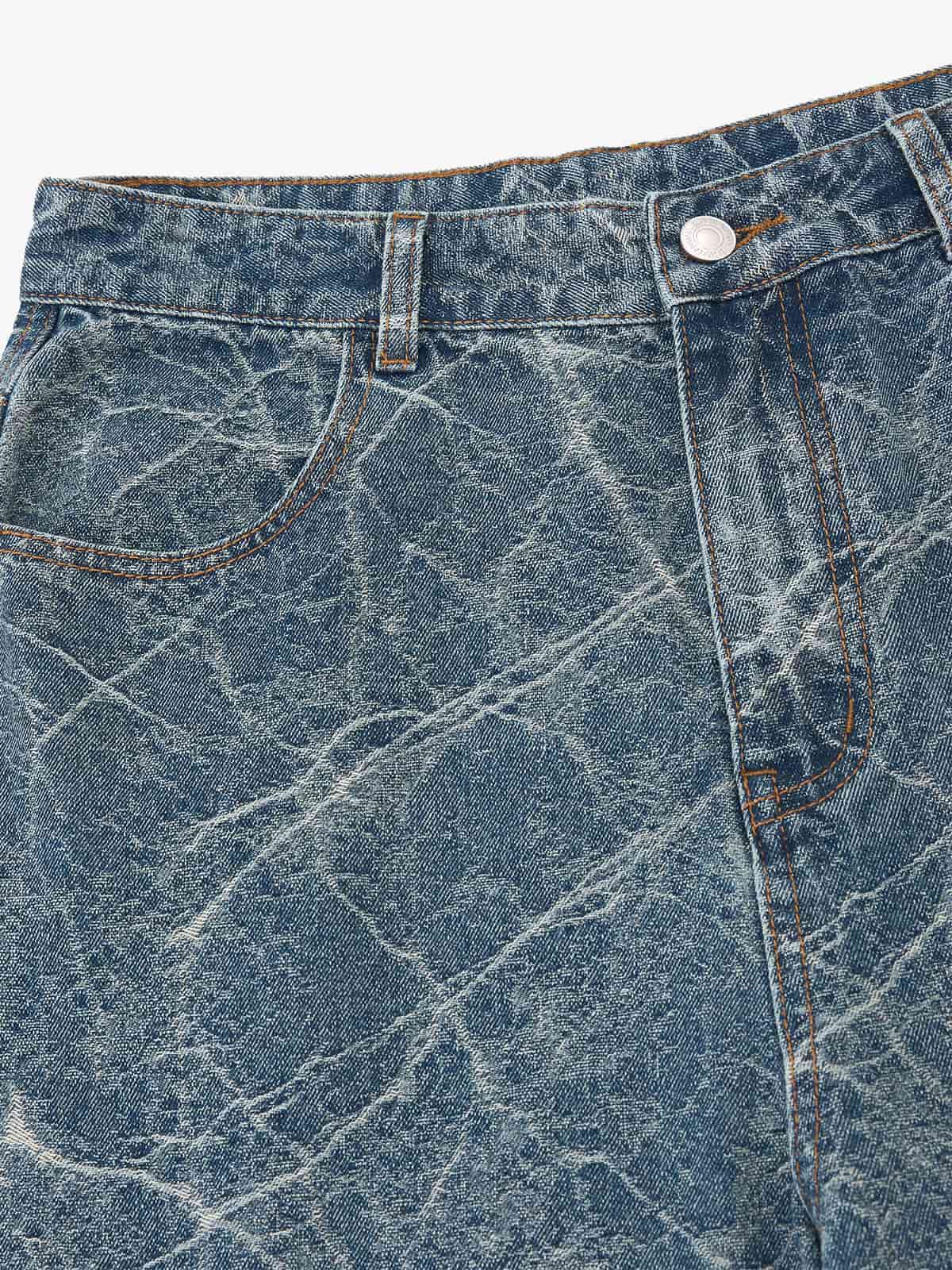 Retro Crackle-Washed Barrel Jeans - Image 3