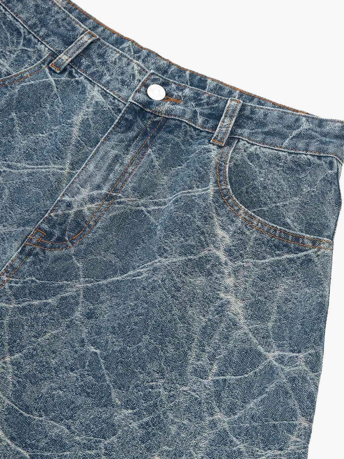 Retro Crackle-Washed Barrel Jeans - Image 4