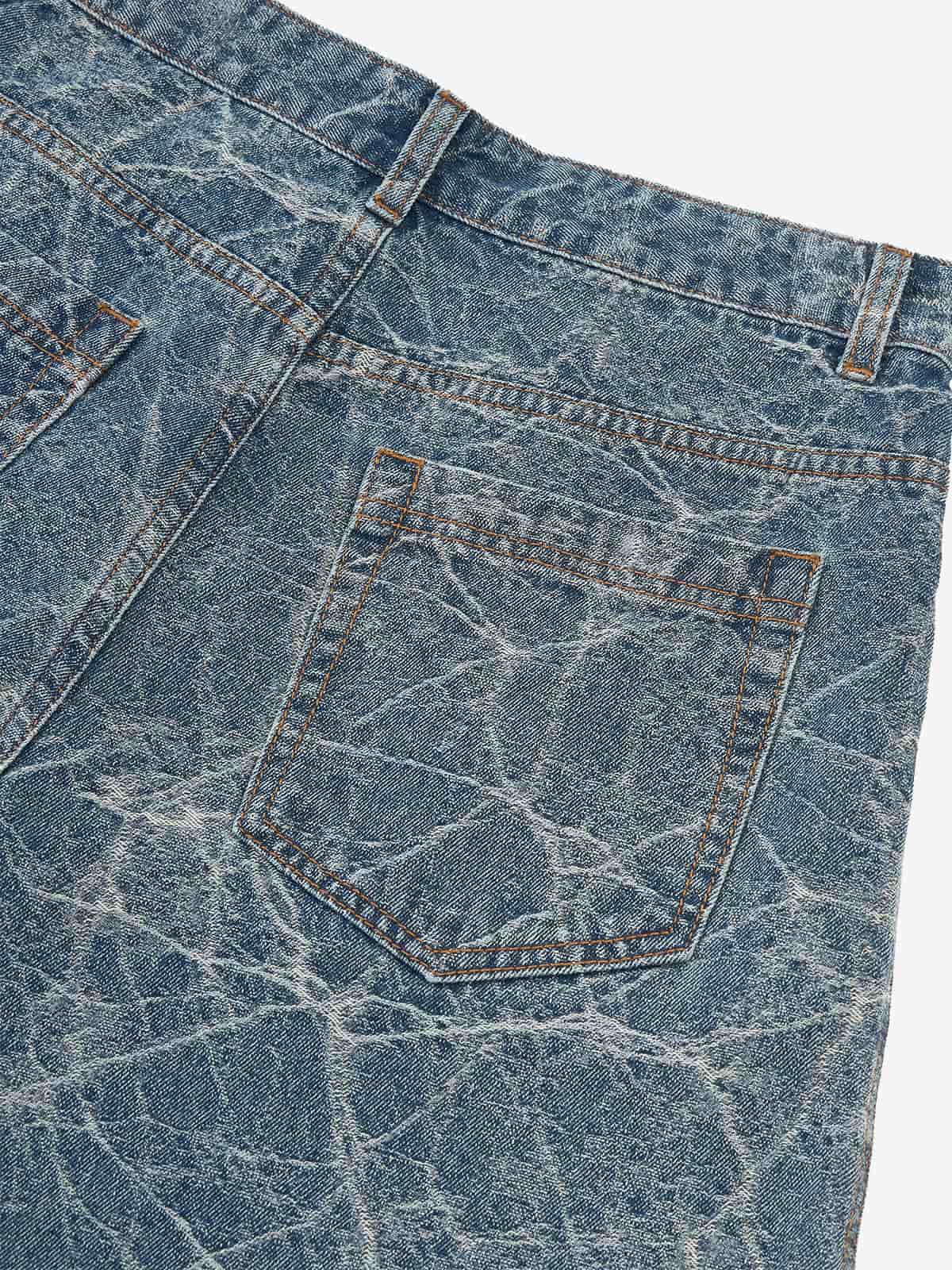 Retro Crackle-Washed Barrel Jeans - Image 5