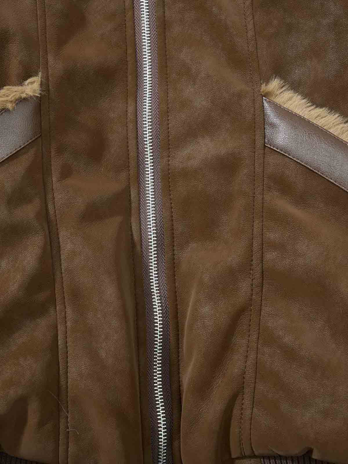 Retro Detachable Faux Fur Collar Suede Fleece Hoodie Jacket - Image 15