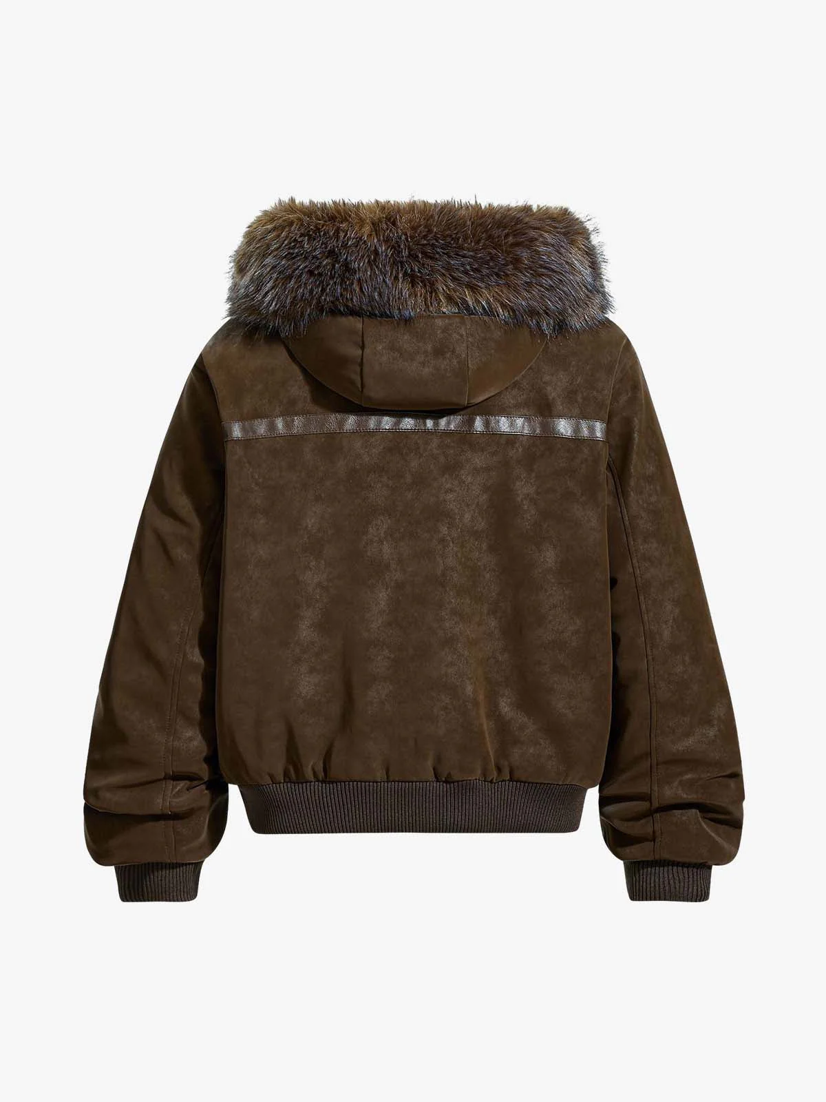 Retro Detachable Faux Fur Collar Suede Fleece Hoodie Jacket - Image 9