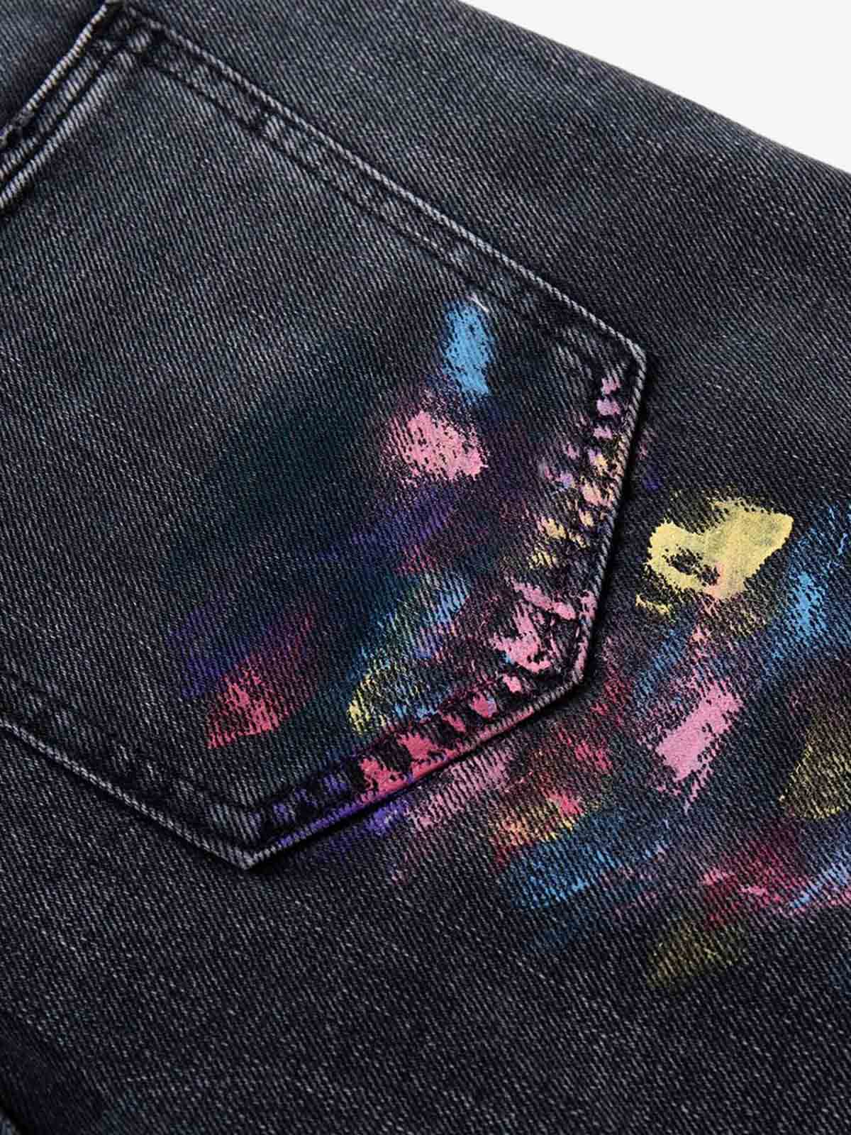Retro Distressed Colorful Graffiti Art Print Jeans - Image 12