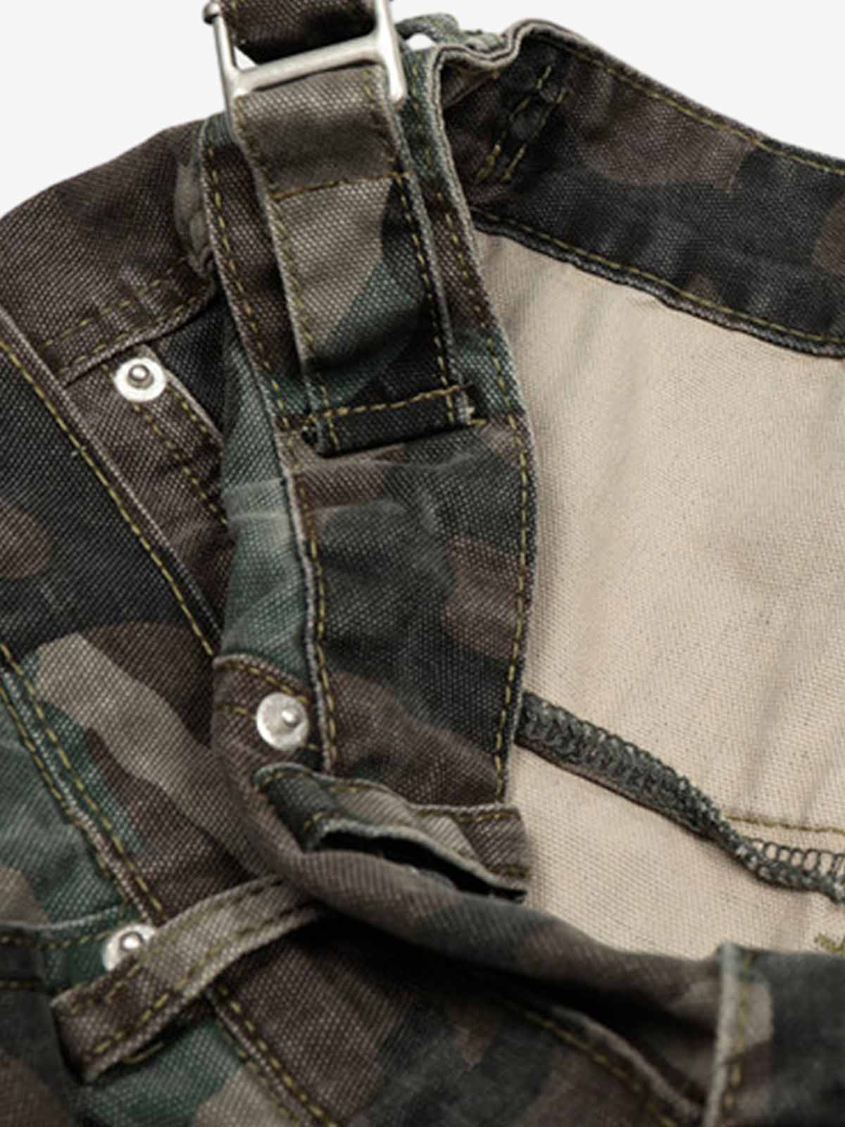 Retro Double Waist Camouflage Barrel Pants - 2555 - Image 10