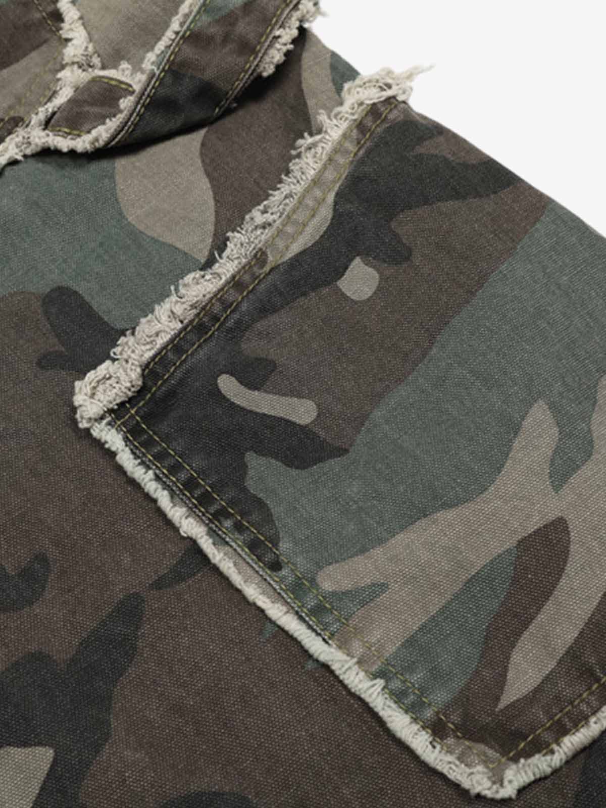 Retro Double Waist Camouflage Barrel Pants - 2555 - Image 12