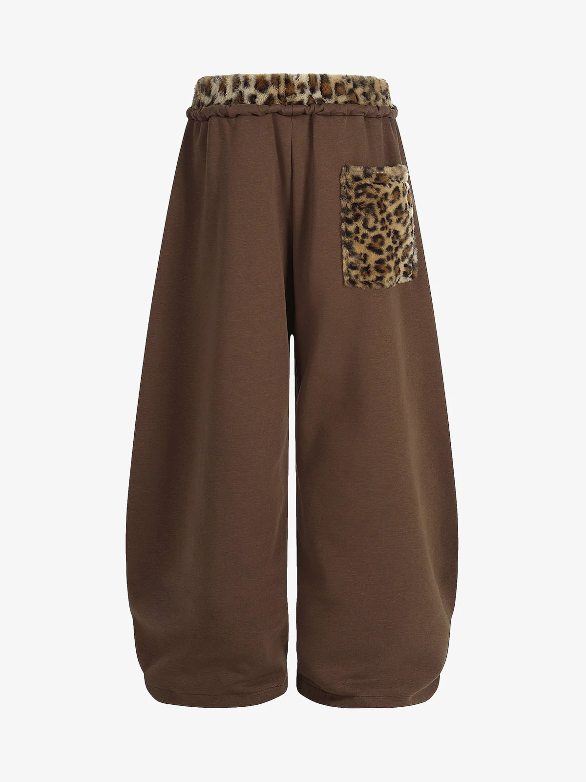 Retro Double-Waist Leopard Patch Barrel Pants - 2564 - Image 5