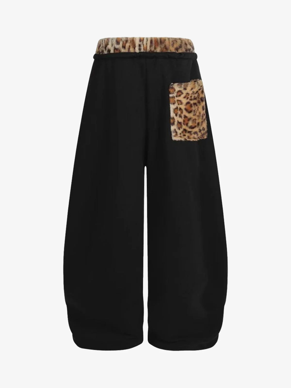 Retro Double-Waist Leopard Patch Barrel Pants - 2564 - Image 6