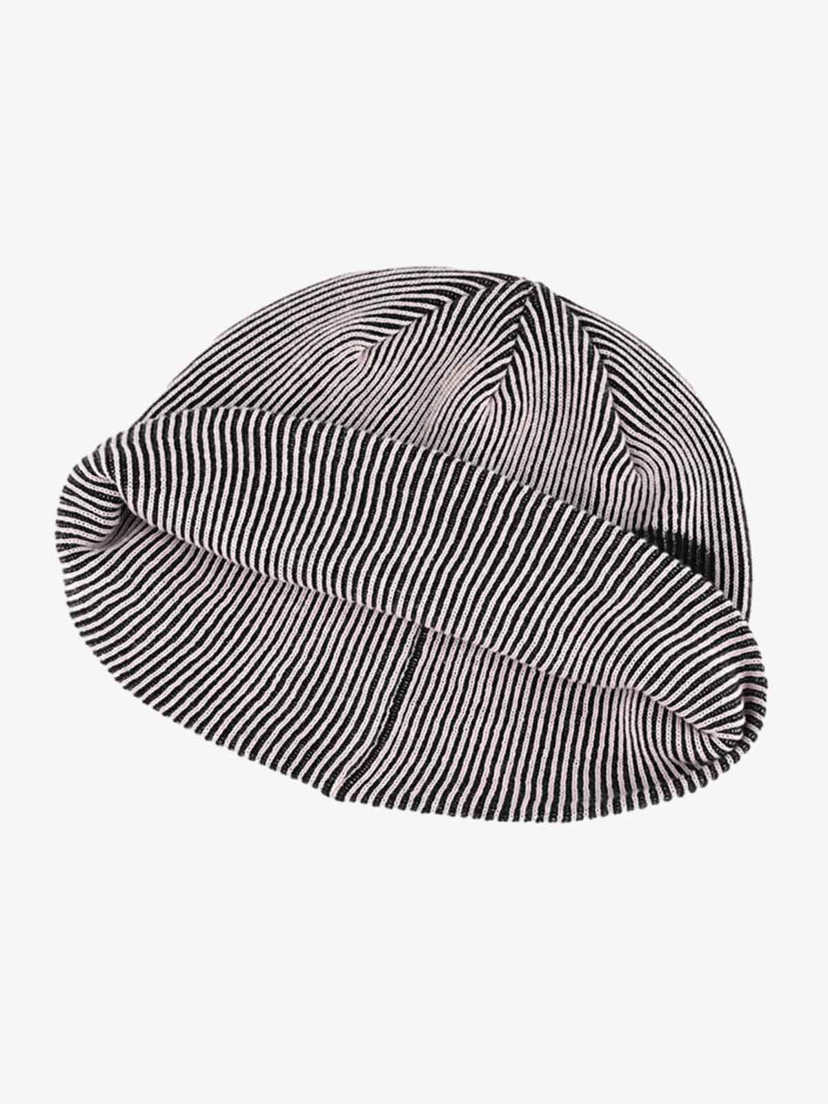 Retro High-Street Striped Graphic Knit Beanie - Image 4