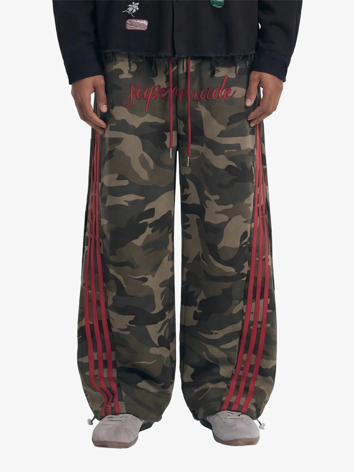 Retro Patchwork Embroidered Camouflage Barrel Pants - 2520