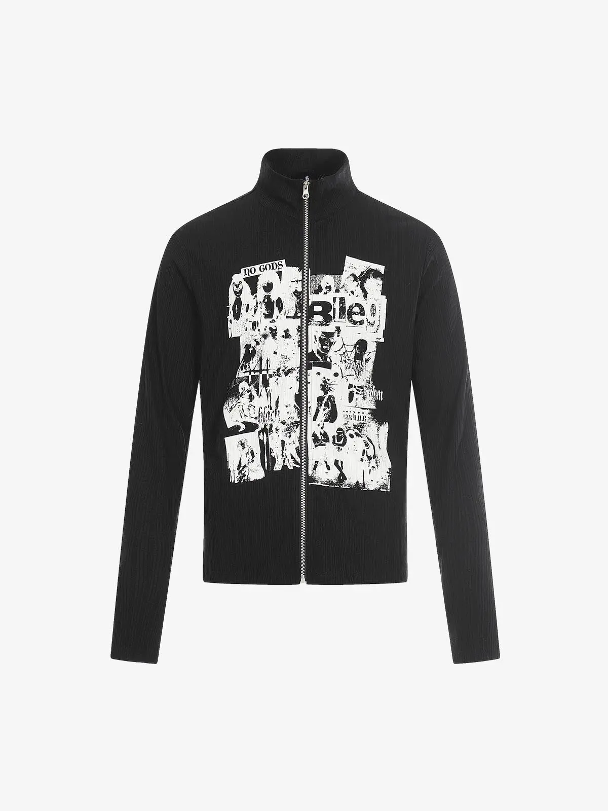 Retro Punk Print Knit Cardigan Long Sleeve Top - Image 2